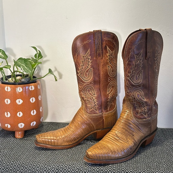 1883 Lucchese Cowboy Cowgirl Exotic Boots Lizard - Picture 1 of 13